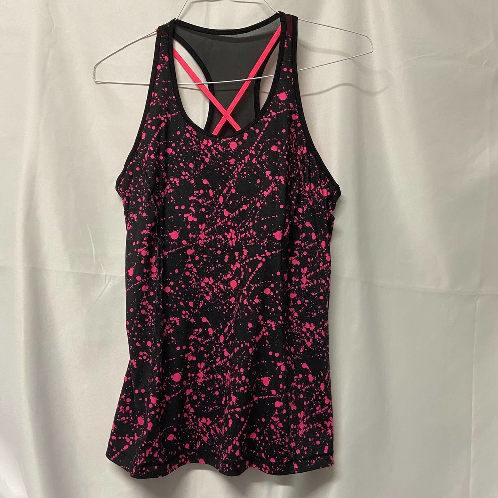 Danskin Now Top Active Wear Black Pink L Razor Back